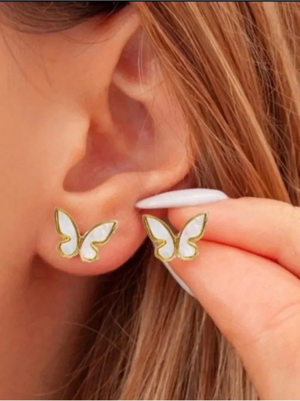 kate spade White and Gold Butterfly Stud Earrings